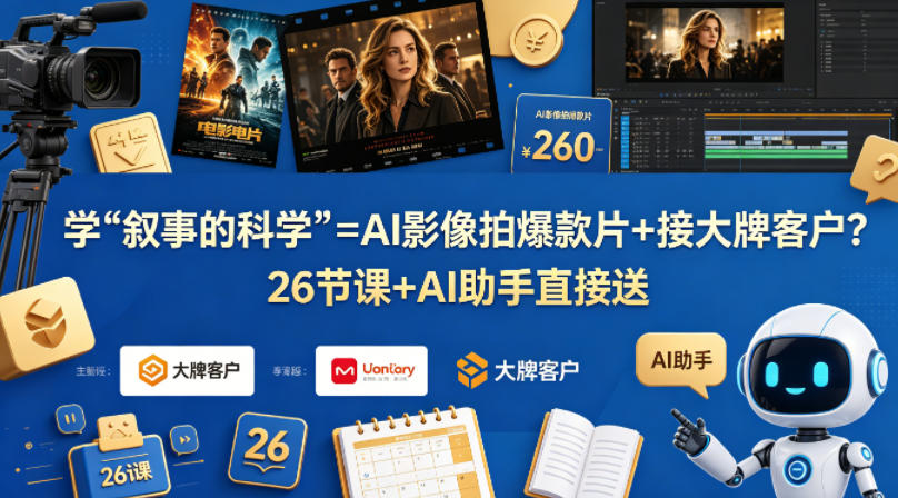 学《叙事的科学》=AI影像拍爆款片+接大牌客户？26节课+AI助手直接送【原创双语字幕】-大川资源分享站