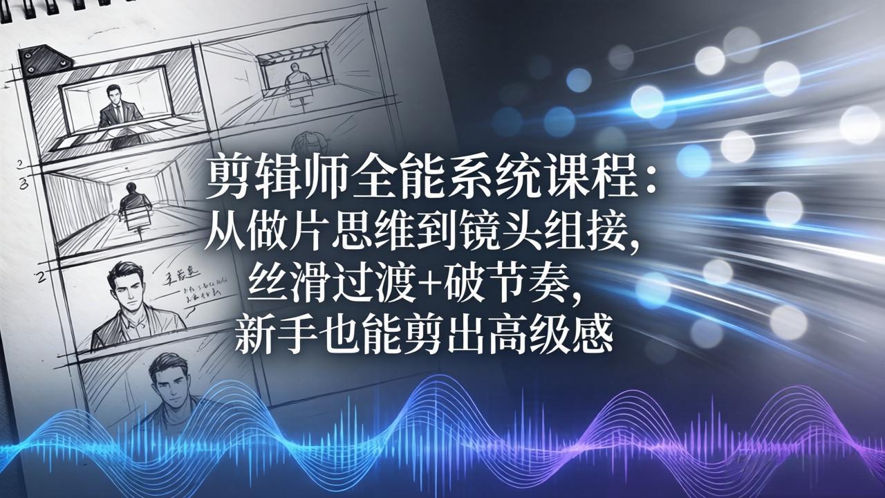 剪辑师全能系统课程：从做片思维到镜头组接，丝滑过渡+破节奏，新手也能剪出高级感-大川资源分享站