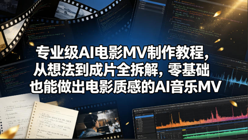 专业级AI电影MV制作教程，从想法到成片全拆解，零基础也能做出电影质感的AI音乐MV-大川资源分享站