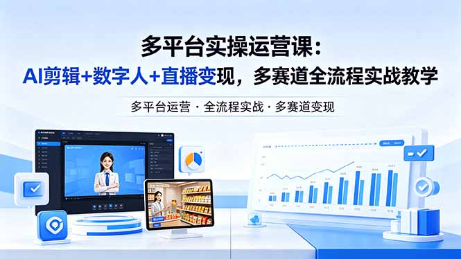 某团队多平台实操运营课-更新26年4月29：AI剪辑+数字人+直播变现，多赛道全流程实战教学-大川资源分享站