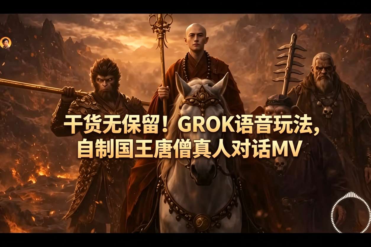 干货无保留！GROK语音玩法，自制国王唐僧真人对话MV-大川资源分享站