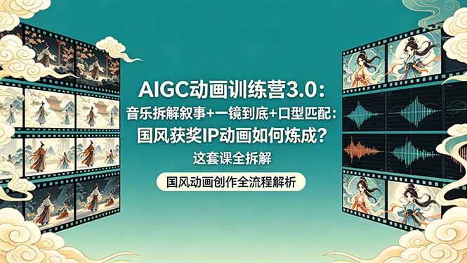 AIGC动画训练营3.0：音乐拆解叙事+一镜到底+口型匹配：国风获奖IP动画如何炼成？这套课全拆解-大川资源分享站