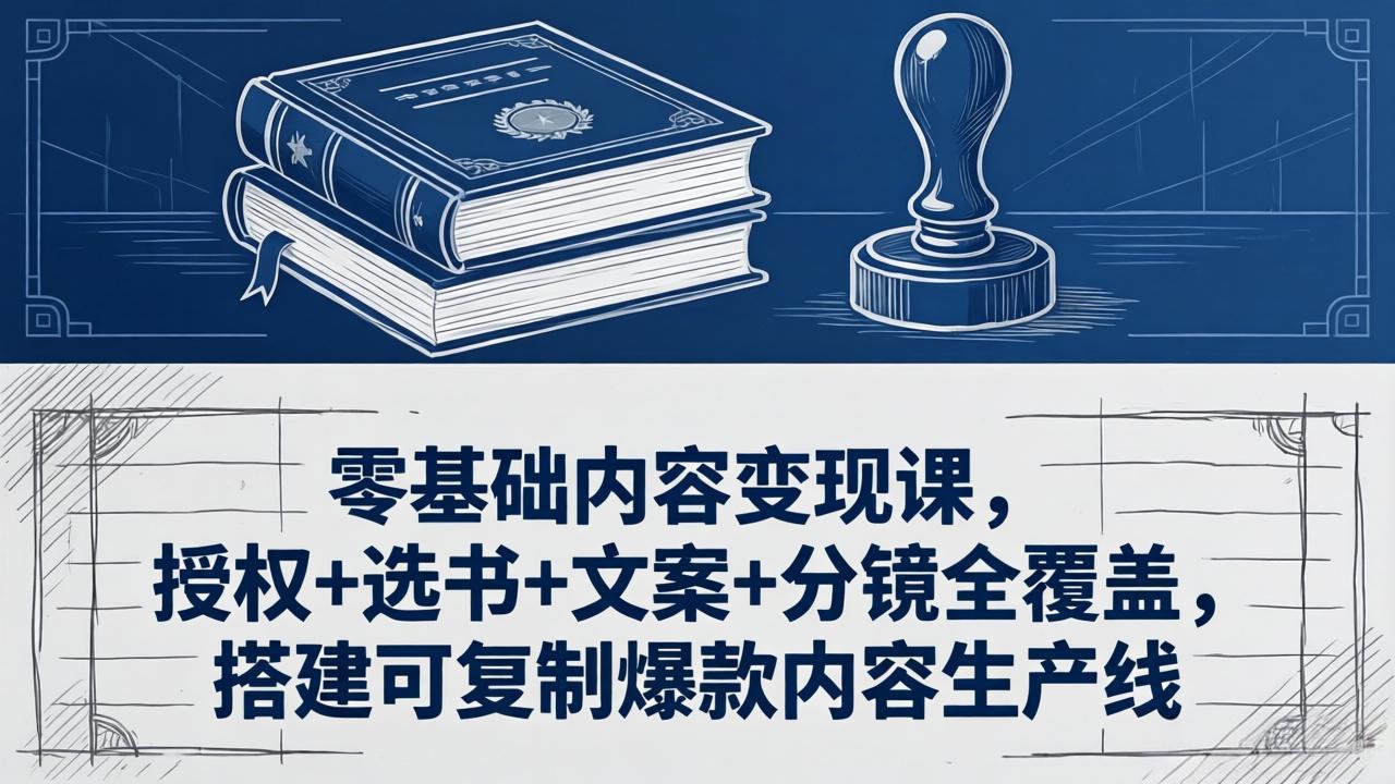 零基础内容变现课，授权+选书+文案+分镜全覆盖，搭建可复制爆款内容生产线-大川资源分享站