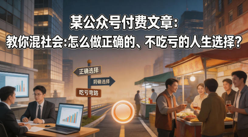 某公众号付费文章：教你混社会：怎么做正确的、不吃亏的人生选择？-大川资源分享站