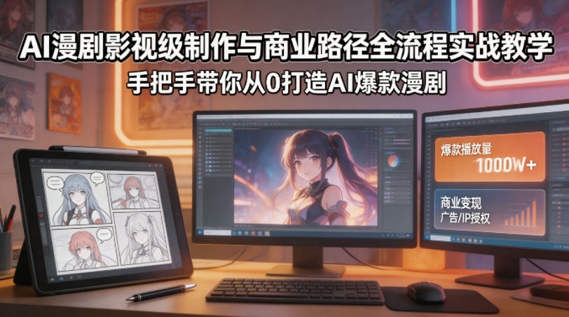 AI漫剧影视级制作与商业路径全流程实战教学，手带你从0打造AI爆款漫剧-大川资源分享站