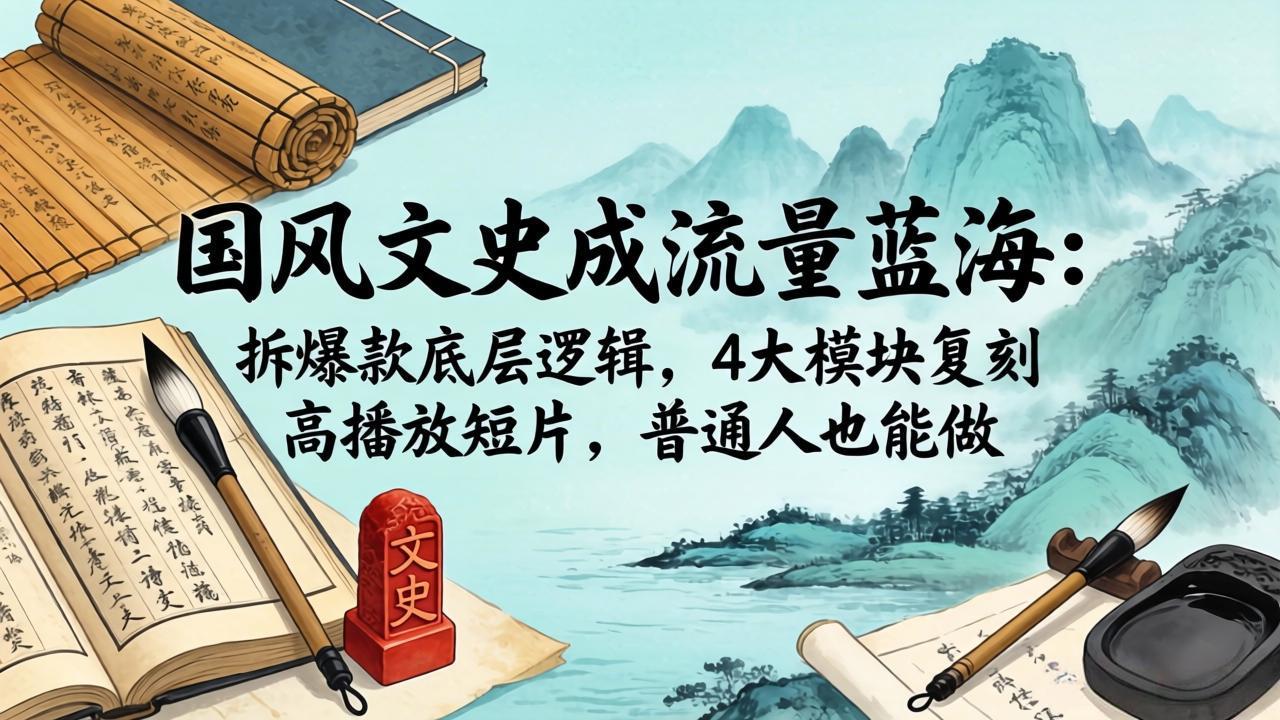 国风文史成流量蓝海:拆爆款底层逻辑,4大模块复刻高播放短片,普通人也能做-大川资源分享站