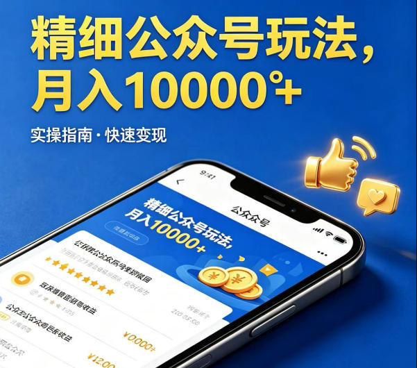 精细化公众号玩法，我们给你提供文章，你来负责发布，收益可观，月入1W+【揭秘】-大川资源分享站