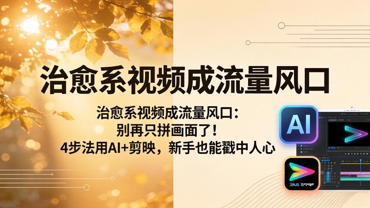 治愈系视频成流量风口:别再只拼画面了!4步法用AI+剪映,新手也能戳中人心-大川资源分享站