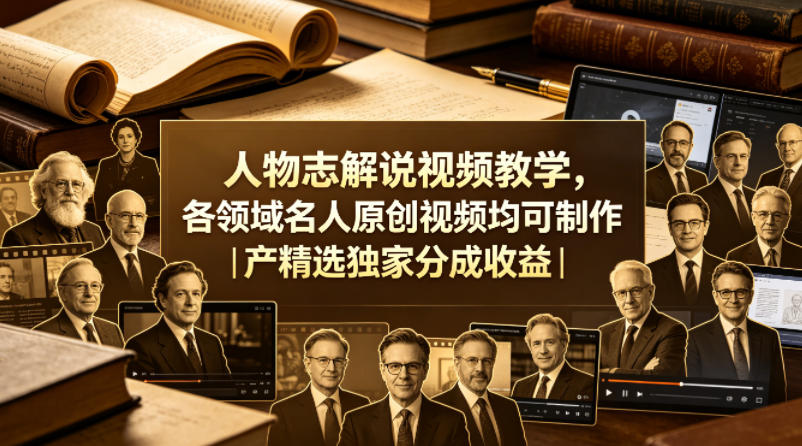 人物志解说视频教学，各领域名人原创视频均可制作丨精选独家分成收益(更新0430)-大川资源分享站