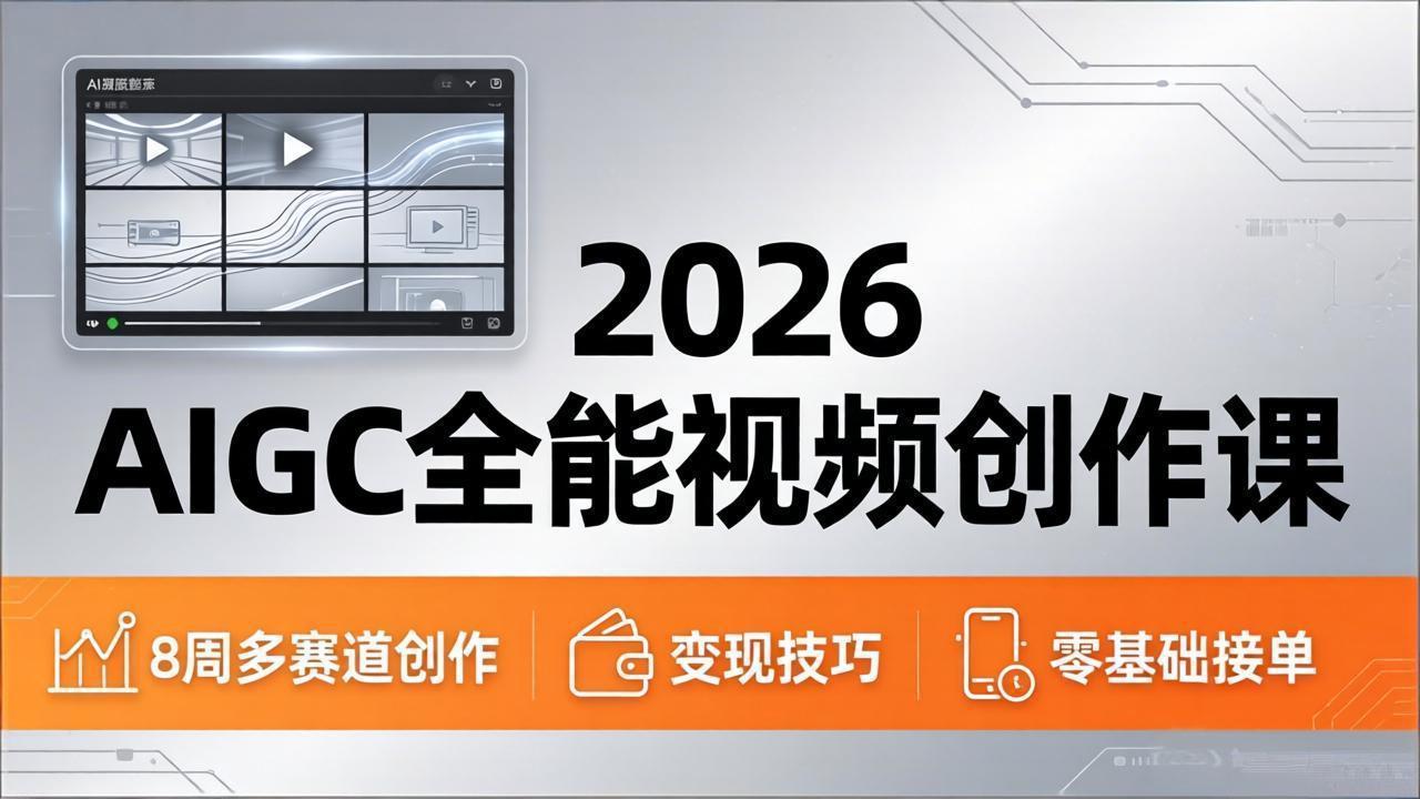 2026AIGC全能视频创作课，8周吃透多赛道创作+变现，零基础也能高效出片接单-大川资源分享站