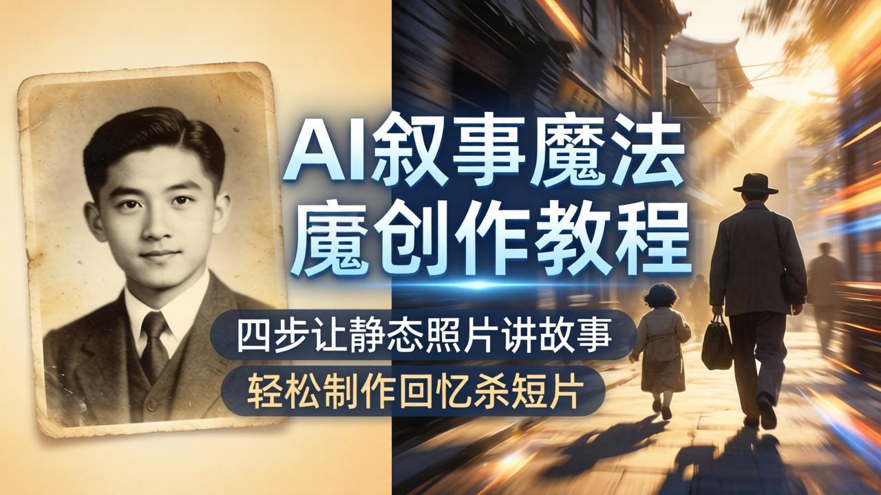 AI叙事魔法创作教程，四步让静态照片讲故事，老照片修复加动态特效，轻松制作回忆杀短片-大川资源分享站