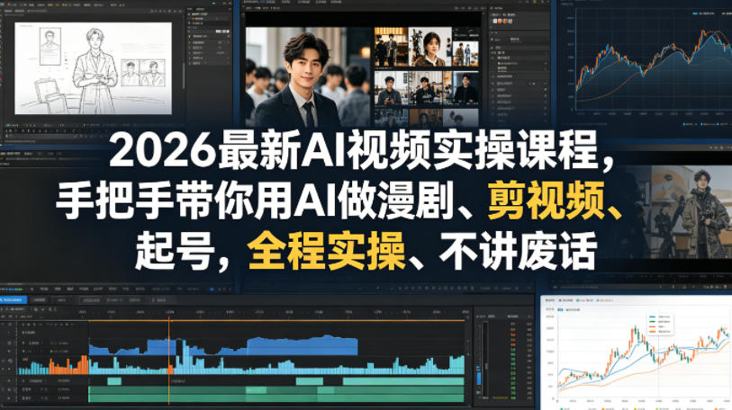 2026最新AI视频实操课程，手把手带你用AI做漫剧、剪视频、起号，全程实操、不讲废话-大川资源分享站