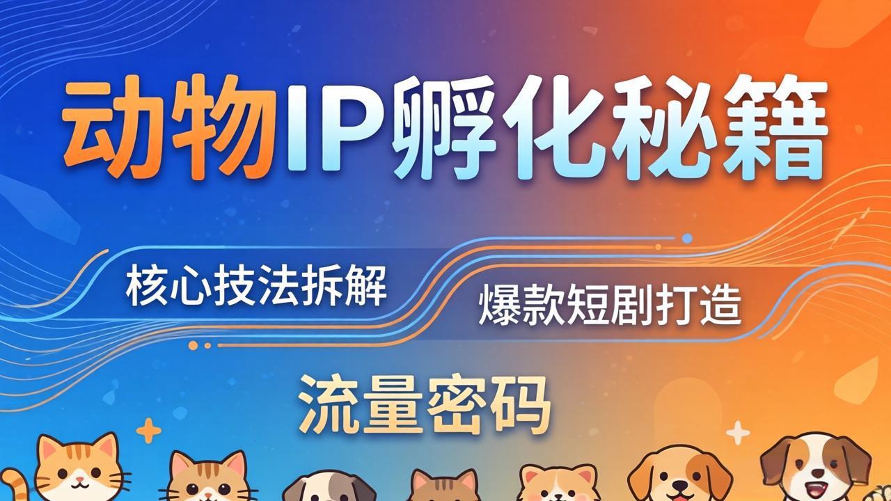 动物IP孵化全套秘籍，三大核心技法拆解，打造爆款萌宠短剧，轻松拿捏赛道流量密码-大川资源分享站