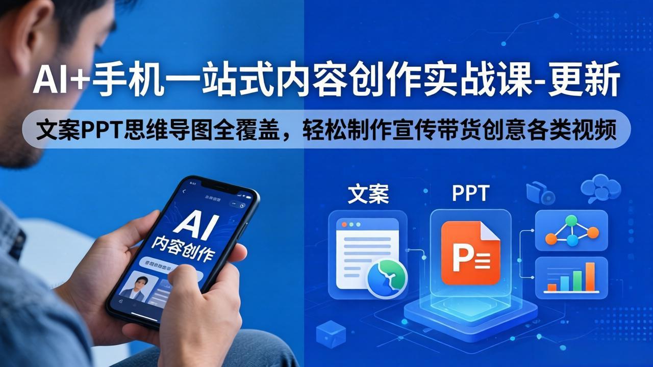 AI+手机一站式内容创作实战课-更新，文案PPT思维导图全覆盖，轻松制作宣传带货创意各类视频-大川资源分享站