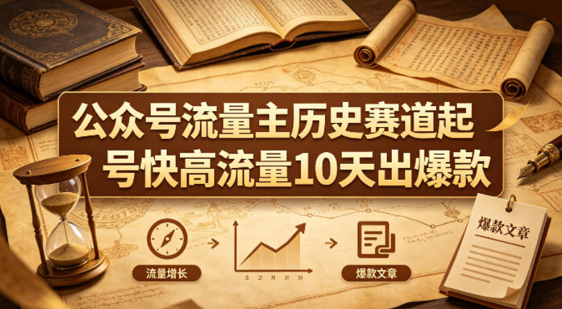 公众号流量主之历史赛道，起号快+高流量，10天就能出爆款！-大川资源分享站