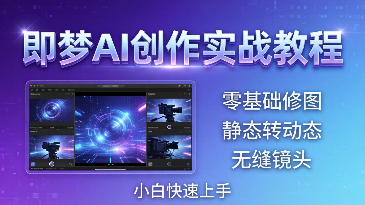 即梦AI创作实战教程，从零基础修图到AI导演，实战教学静态转动态+无缝镜头，小白快速上手-大川资源分享站