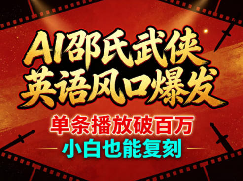 AI邵氏武侠英语风口爆发，单条播放破百万，小白也能复刻-大川资源分享站