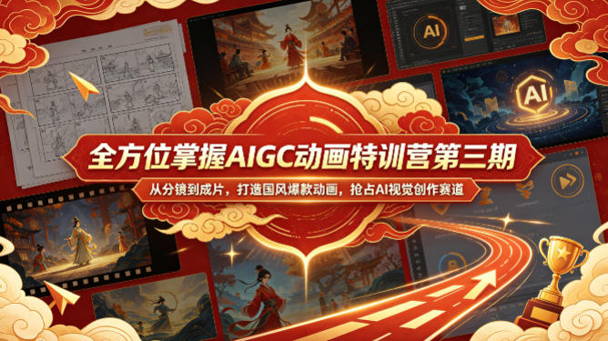 全方位掌握AIGC动画特训营第三期，从分镜到成片，打造国风爆款动画，抢占AI视觉创作赛道红利-大川资源分享站