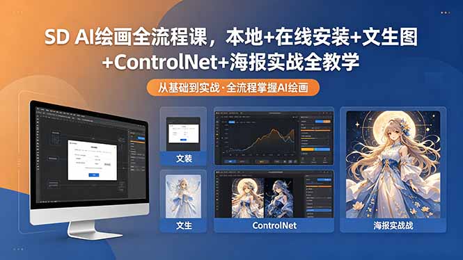 SD AI绘画全流程课，本地+在线安装+文生图+ControlNet+海报实战全教学-大川资源分享站