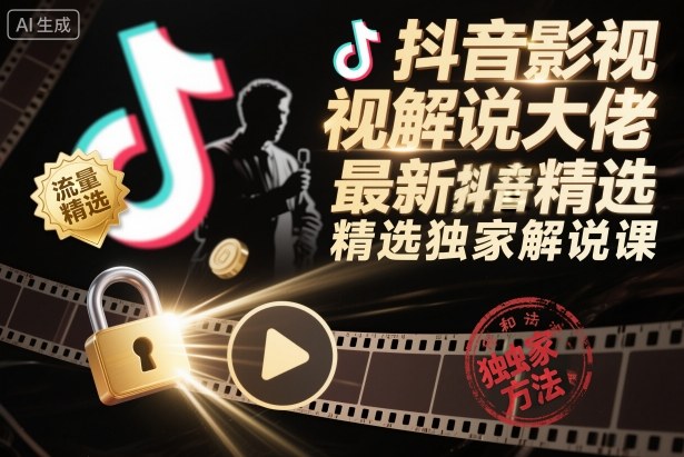 抖音影视解说大佬最新抖音进精选和独家方法，精选独家解说课(更新26年3月)-大川资源分享站
