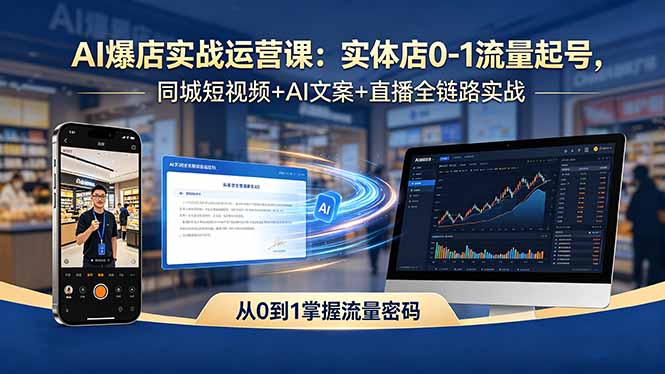 AI爆店实战运营课：实体店0-1流量起号，同城短视频+AI文案+直播全链路实战-大川资源分享站