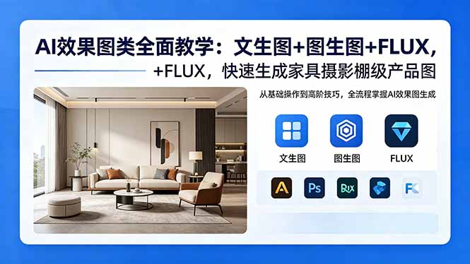 AI效果图类全面教学：文生图+图生图+FLUX，快速生成家具摄影棚级产品图-大川资源分享站