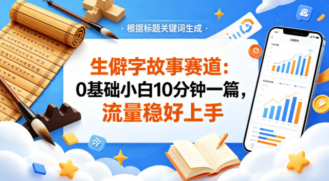公众号流量主——生僻字故事赛道，流量稳，好上手，0基础小白也能10分钟一篇-大川资源分享站