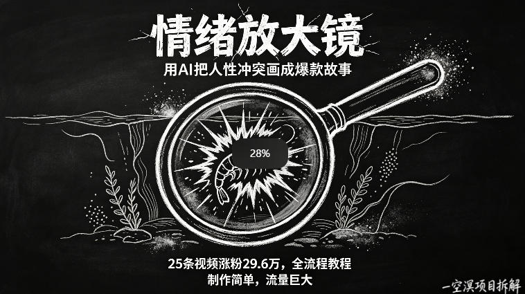 AI制作“情绪放大镜“视频，25条视频涨粉29.6W粉，流量巨大，制作简单，全流程教程-大川资源分享站