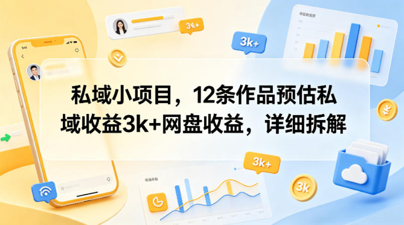 私域小项目，12条作品预估私域收益3k+网盘收益，详细拆解-大川资源分享站