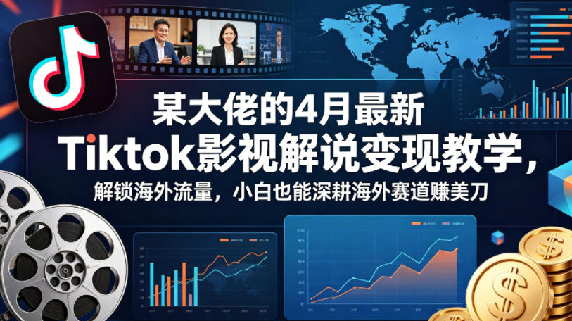 某大佬的4月最新Tiktok影视解说变现教学，解锁海外流量，小白也能深耕海外赛道賺美刀-大川资源分享站