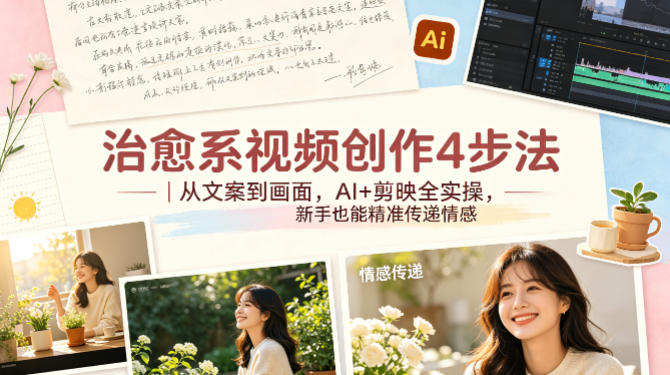 治愈系视频创作4步法｜从文案到画面，AI+剪映全实操，新手也能精准传递情感-大川资源分享站