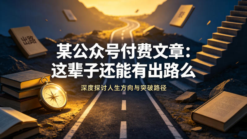 某公众号付费文章：这辈子还能有出路么-大川资源分享站
