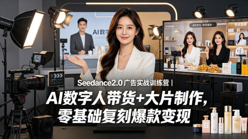 Seedance2.0广告实战训练营｜AI数字人带货+大片制作，零基础复刻爆款变现-大川资源分享站