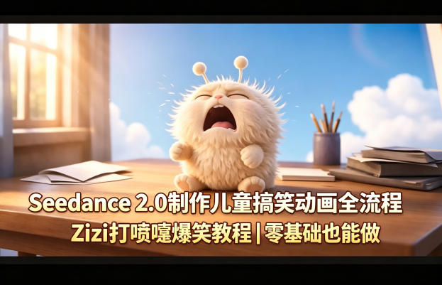 Seedance 2.0制作儿童搞笑动画全流程Zizi打喷嚏爆笑教程｜零基础也能做-大川资源分享站