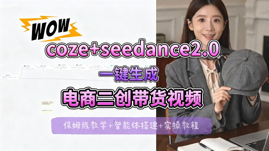 【Coze工作流搭建实操教程】seedance2.0+coze一键生成电商二创带货视频，全流程保姆级教学-大川资源分享站