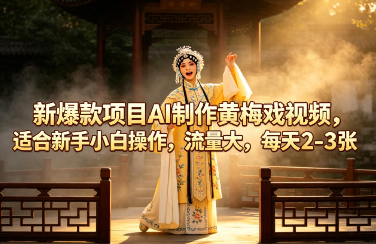 新爆款项目AI制作黄梅戏视频，适合新手小白操作，流量大，每天2-3张-大川资源分享站
