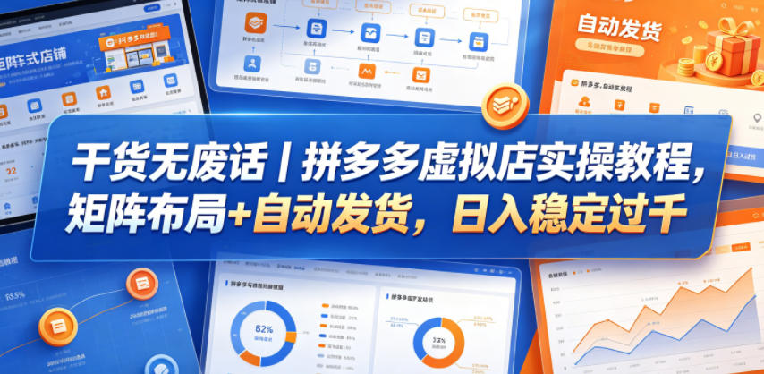 干货无废话｜拼多多虚拟店实操教程，矩阵布局+自动发货，日入稳定过千-大川资源分享站