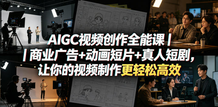 AIGC视频创作全能课｜商业广告+动画短片+真人短剧，让你的视频制作更轻松高效-大川资源分享站