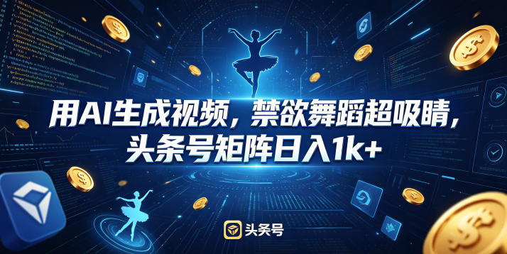 用AI生成视频，禁欲舞蹈超吸睛，头条号矩阵日入1k+-大川资源分享站