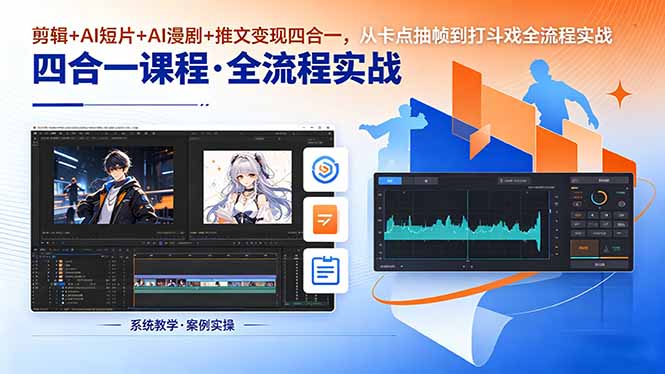 剪辑+AI短片+AI漫剧+推文变现四合一，从卡点抽帧到打斗戏全流程实战-大川资源分享站