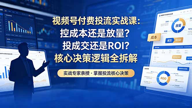 视频号付费投流实战课-5月：控成本还是放量？投成交还是ROI？核心决策逻辑全拆解-大川资源分享站