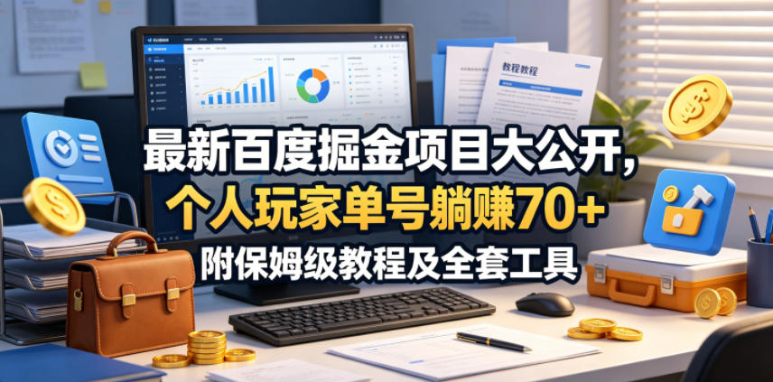 最新百度掘金项目大公开，个人玩家单号躺賺70+，附保姆级教程及全套工具【揭秘】-大川资源分享站