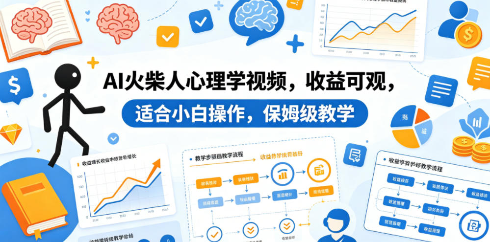 AI火柴人心理学视频,收益可观,适合小白操作,保姆级教学-大川资源分享站