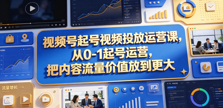 视频号起号视频投放运营课,从0-1起号运营,把内容流量价值放到更大-大川资源分享站