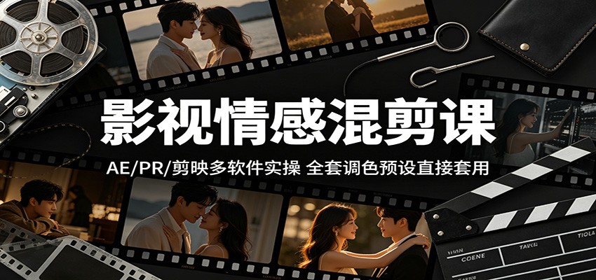 影视情感混剪课：AE/PR/剪映多软件实操，全套调色预设直接套用-大川资源分享站