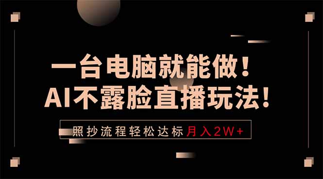 一台电脑就能做！AI不露脸直播玩法，照抄流程轻松达标月入2W+-大川资源分享站