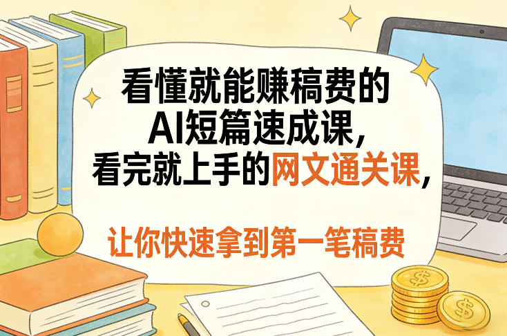 看懂就能賺稿费的AI短篇速成课，看完就上手的网文通关课，让你快速拿到第一笔稿费(更新5月)-大川资源分享站