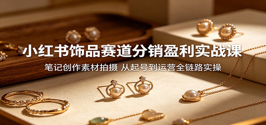 小红书饰品赛道分销盈利实战课：笔记创作素材拍摄，从起号到运营全链路实操-大川资源分享站