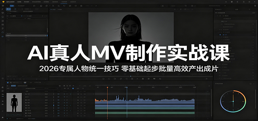 AI真人MV制作实战课：2026专属人物统一技巧，零基础起步批量高效产出成片-大川资源分享站