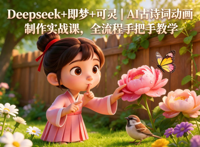Deepseek+即梦+可灵｜AI古诗词动画制作实战课，全流程手把手教学-大川资源分享站